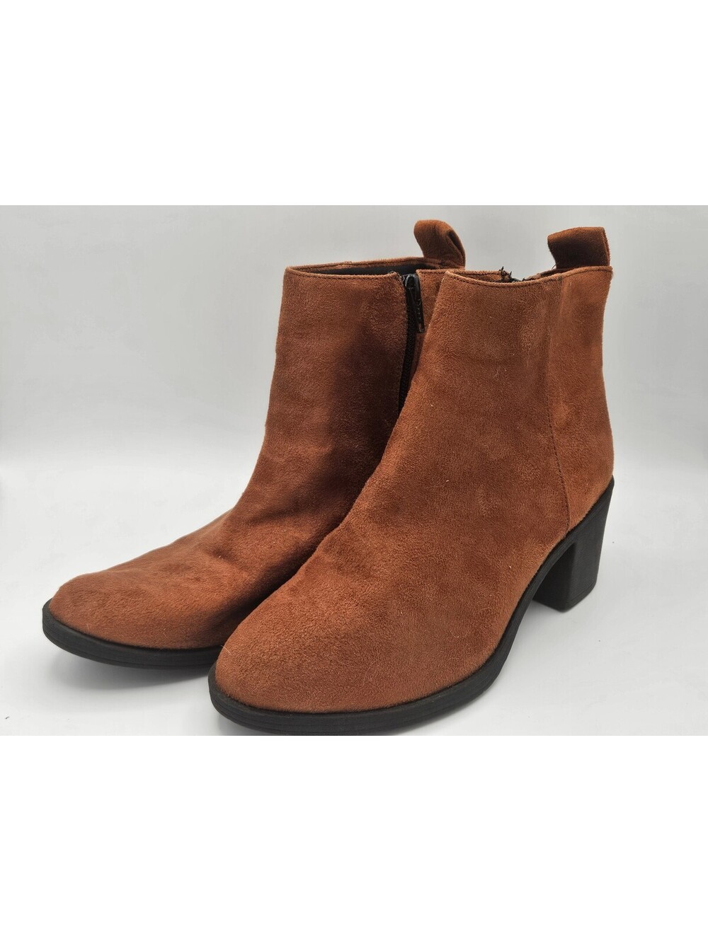 Divided H&M Women 8 Brown Faux Suede Ankle Booties Heel
